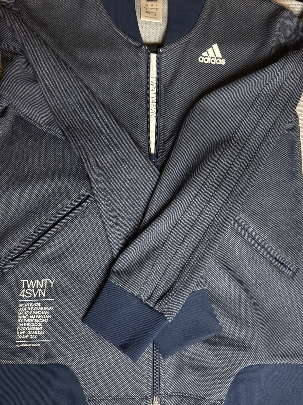 NWOT Adidas Japan Navy Heathered Zip-Up Track Top with Graphic